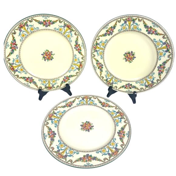 Antique Wedgwood Ventnor Enameled 10.5" Dinner Plate 1920's-Set of 3 - Picture 1 of 7